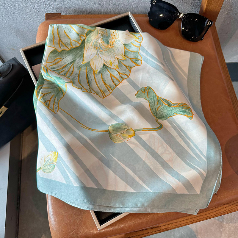 Bufandas de seda para mujeres 2025 primavera y otoño moda versátil temperamento minimalista 65cm bufandas de seda simuladas bufandas delgadas bufandas