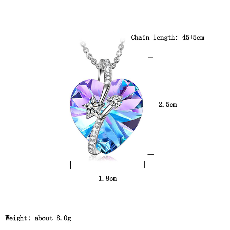1 Piece Fashion Heart Shape Artificial Crystal Alloy Plating Rhinestones Women's Pendant Necklace display picture 1