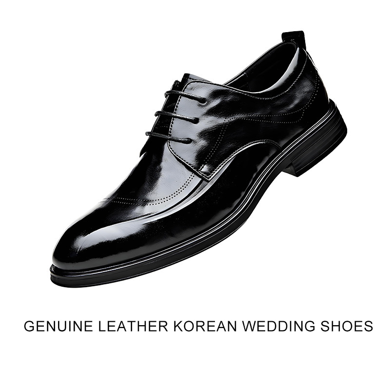 2025 Summer Cross-Border Large Size Men's Shoes New Spring and Autumn Popular Pointed Toe Business Formal Leather Shoes Heightening Derby Shoes