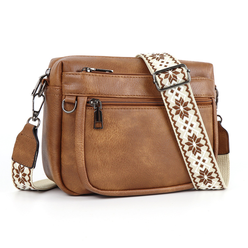 In-Stock Crossbody Bag Square Bag Pu Shoulder Bag Wallet Cross-Border Hot-Selling European and American Color-Blocking Multifunctional Zipper Adjustable Shoulder Strap
