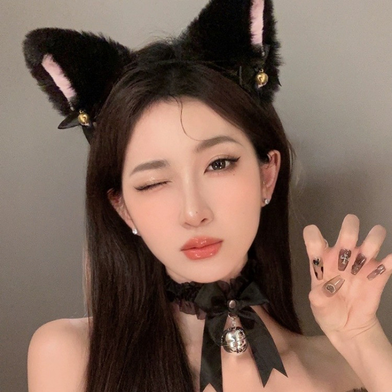 Cat Ears Hairpin Female Cat Fox Lace Headband Headwear Plush Maid Collar Decorative Pure Desire Hair Accessories