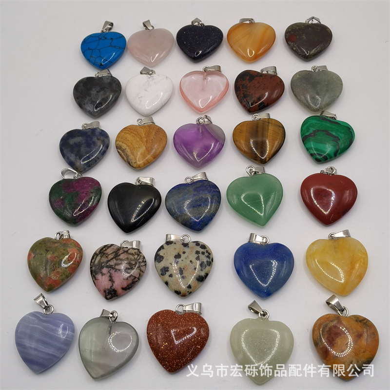 Natural cristal ágata Dongling Jade de doble cara en forma de corazón de amor colgante collar de accesorios de la joyería de la joya de la fábrica al por mayor