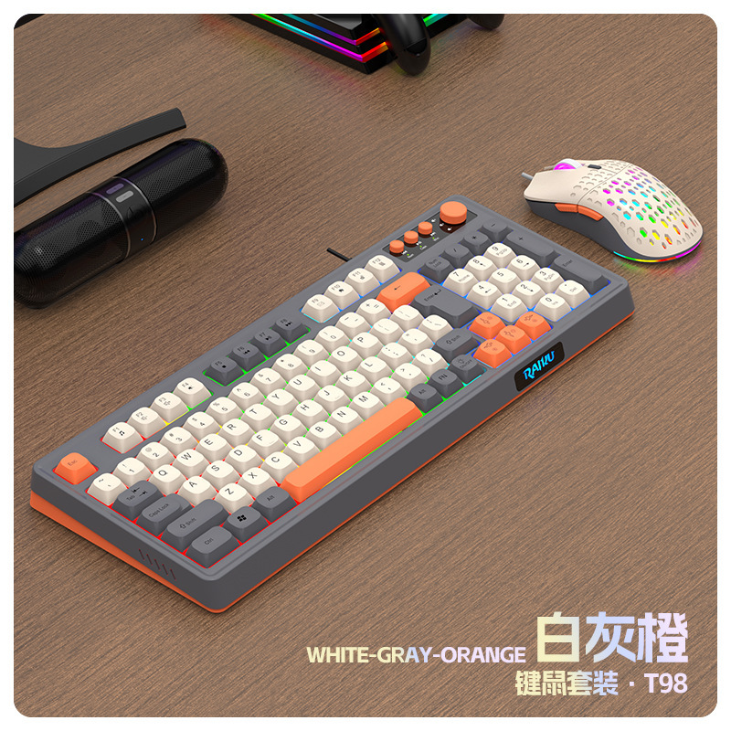 RAIKU雷魁K98/T98客制化游戏键盘鼠标套装三拼色有线发光台式98键|undefined