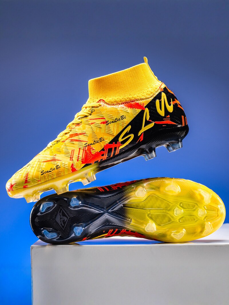 Zapatos de fútbol transfronterizos de clavos de alto impacto para niños y niñas, zapatos de entrenamiento antideslizantes transpirables para adultos, zapatos deportivos profesionales de clavos largos image 3