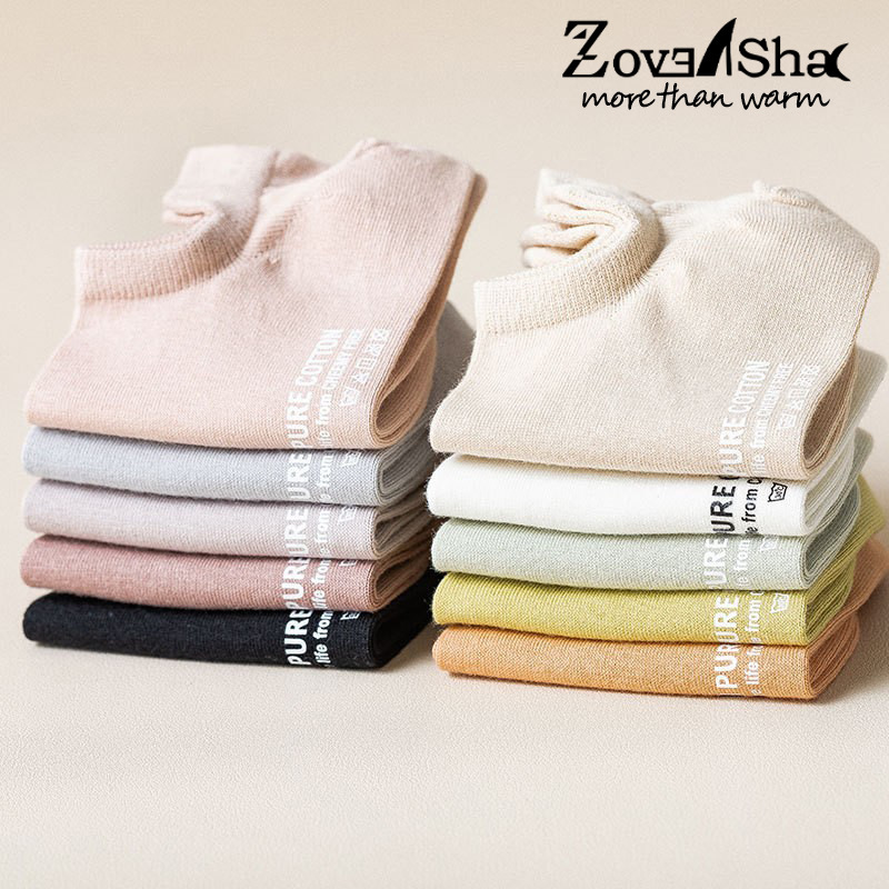 Socks Women's Boat Socks Spring and Summer Thin Shallow Socks Silicone Non-slip Anti-heel Instagram Fashionable Hot Stamping Short Socks