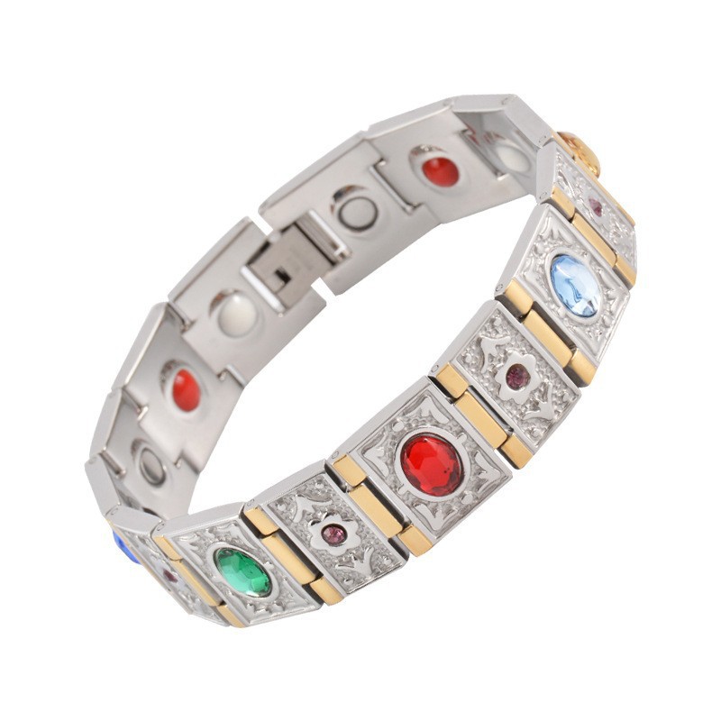 Bracelet 1pc explosive spot colorful crystal men's magnet health germanium magnetic titanium steel_ipsvogv.com
