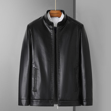 中老年男士加绒PU皮衣立领夹克冬季加绒加厚皮棉衣爸爸装棉服外套