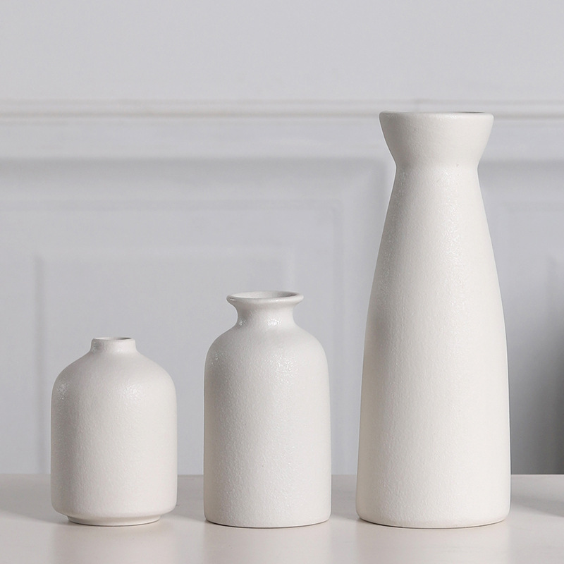 vasijas de cerámica blanca escritorio decoración de sala de estar flor seca vasijas de crema premium en el hogar