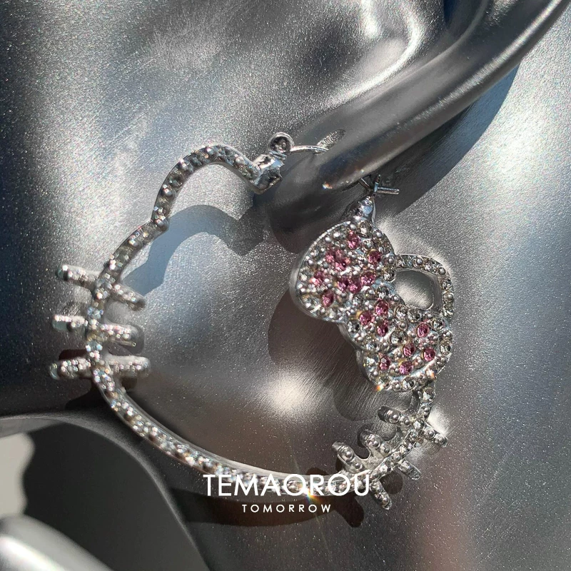 Ретро-серебристые милые серьги, hoops с бриллиантами и подвеской, пары на выбор (KT / TK)