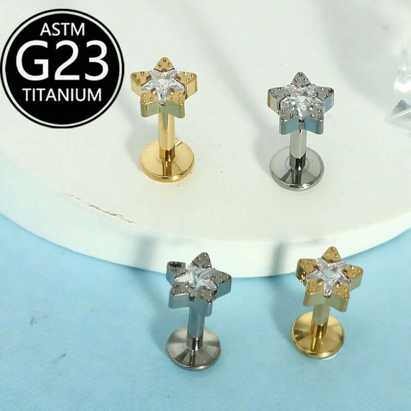 16G labret stud size and finish detail
