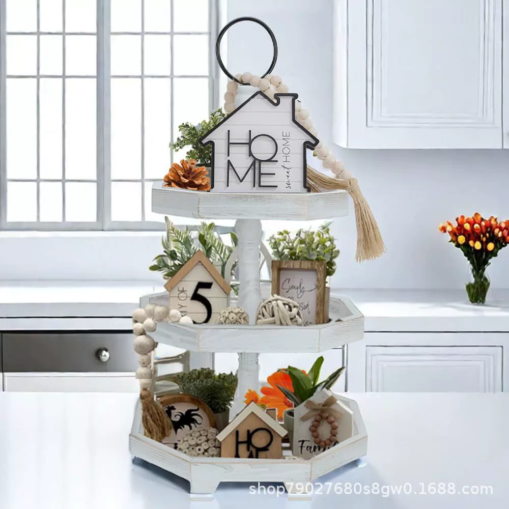 Деревянная трехслойная подставка для свадебных тортов восьмиугольная подставка для украшения дома