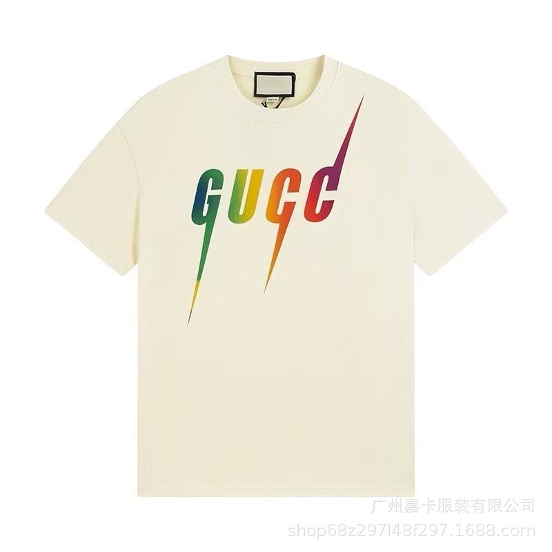 クロスボーダーハイエンドGファミリーTシャツラウンドネックフロントロゴ柄シリーズカジュアル男女同型半袖Tシャツ|undefined