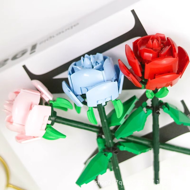Rose Building Blocks Compatible with Lego Educational Assembly Toys for Girls, Eternal Bouquet, Valentine's Day Gift for Girls