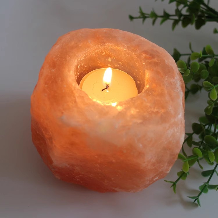 Natural Salt Stone Candle Holder For Bedroom Bedside Decor_voghion.com