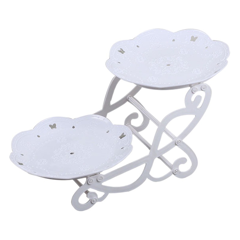 Plato de fruta de múltiples capas de plástico de estilo europeo sala de estar mesa de café Placa de caramelo recepción exquisita bandeja de soporte de pastel mesa de postre de tres capas