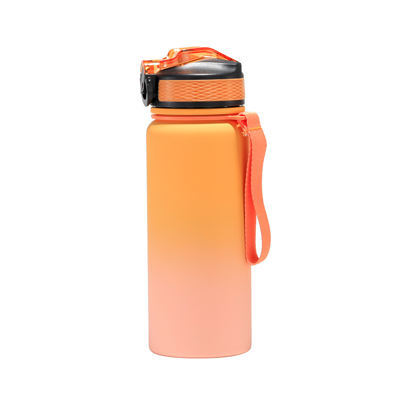 Nueva botella de agua deportiva de acero inoxidable con gradiente de gran capacidad personalizable hecha a mano, taza termo con tapa emergente portátil, venta al por mayor