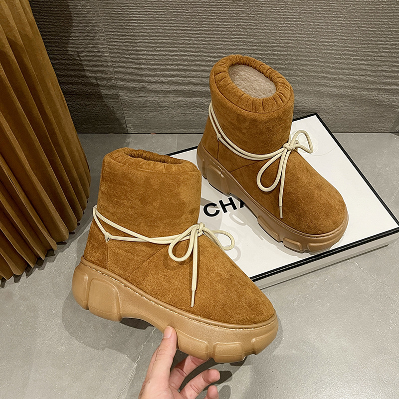 Women's Outdoor cotton-padded shoes winter high-top warm fleece-lined thick EVA thick bottom increased non-slip Korean style all-match snow boots