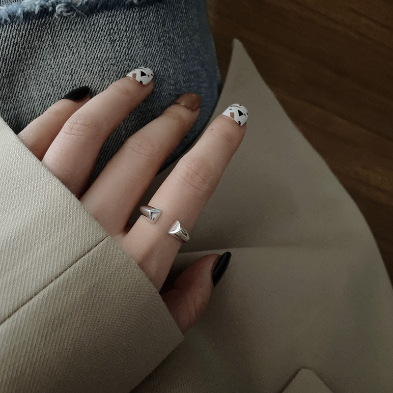 Yinhange Korean Style 925 Sterling Silver Ring Fashion Simple Argent Pur Love Smooth Opening Ring Br