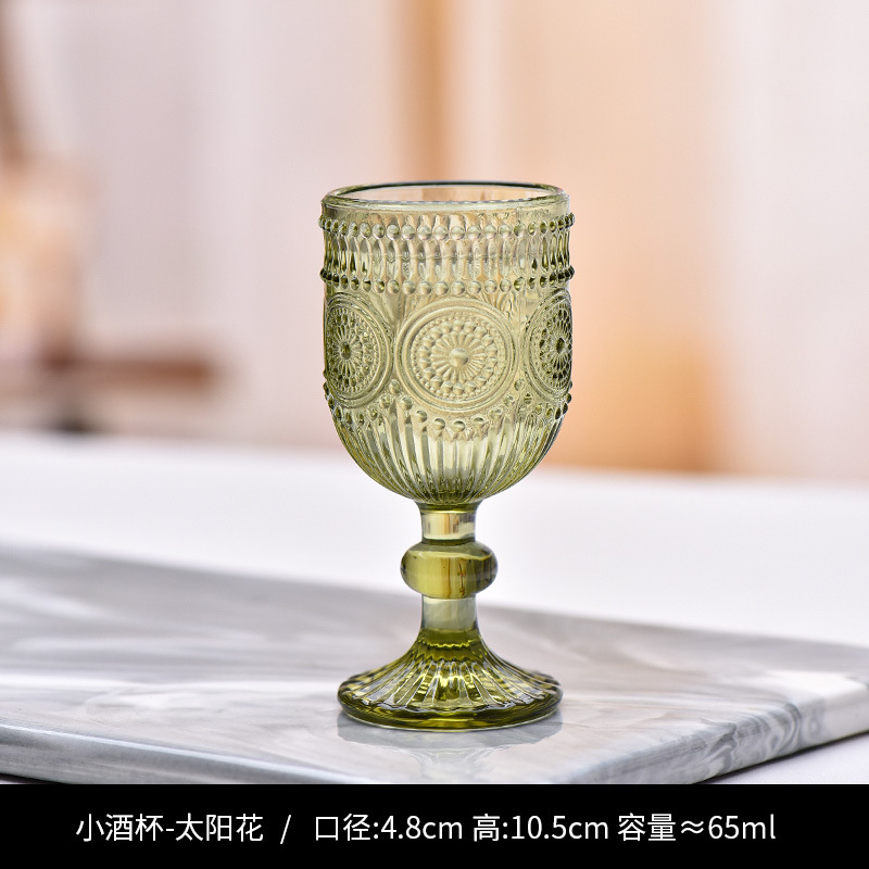 Copa de rayas verticales de vidrio retro europeo, copa de vino tinto, copa de postre alto de helado, copa de vino de frutas de uva de champán casero