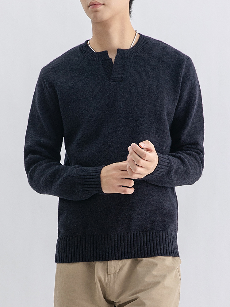 Suéter de cuello Henry de punto de manga larga de moda de hombre camiseta de alto nivel camiseta de base de lujo ligera ropa de hombre camiseta de hombre
