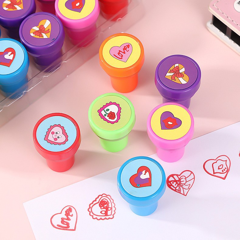 Sello de amor del día de San Valentín Recompensa creativa del maestro de jardín de infantes Sello cilíndrico de amor Juguetes creativos de bricolaje para niños