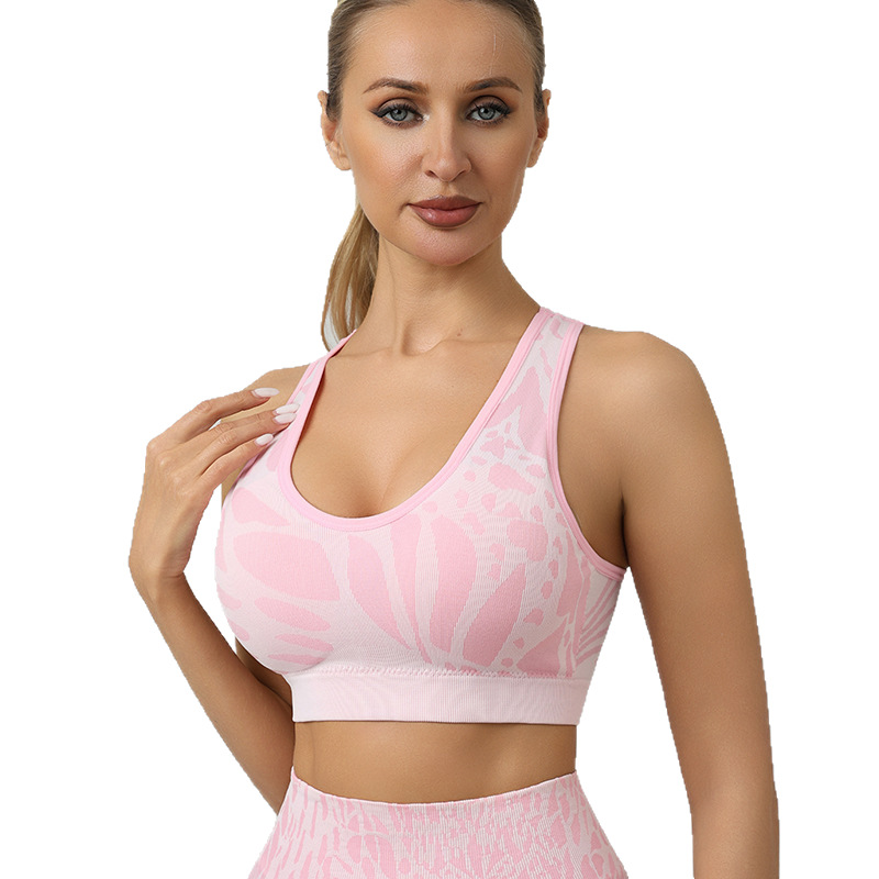 Comercio exterior transfronterizo ropa interior deportiva sin costuras, cremallera delantera para mujeres, ropa exterior, espalda cruzada, acondicionamiento transpirable, corrida a prueba de choques