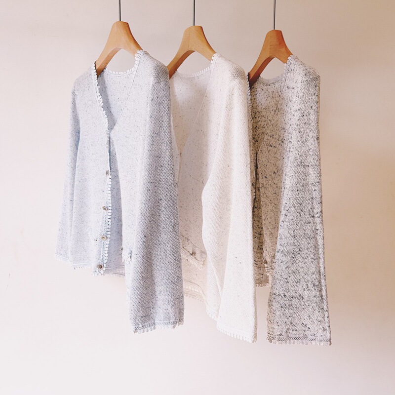 Japanese Paper Yarn! Textured Chanel-Style Metal Button Knit Jacket, Fashionable and Versatile Lace Patchwork Cardigan for Single Wear