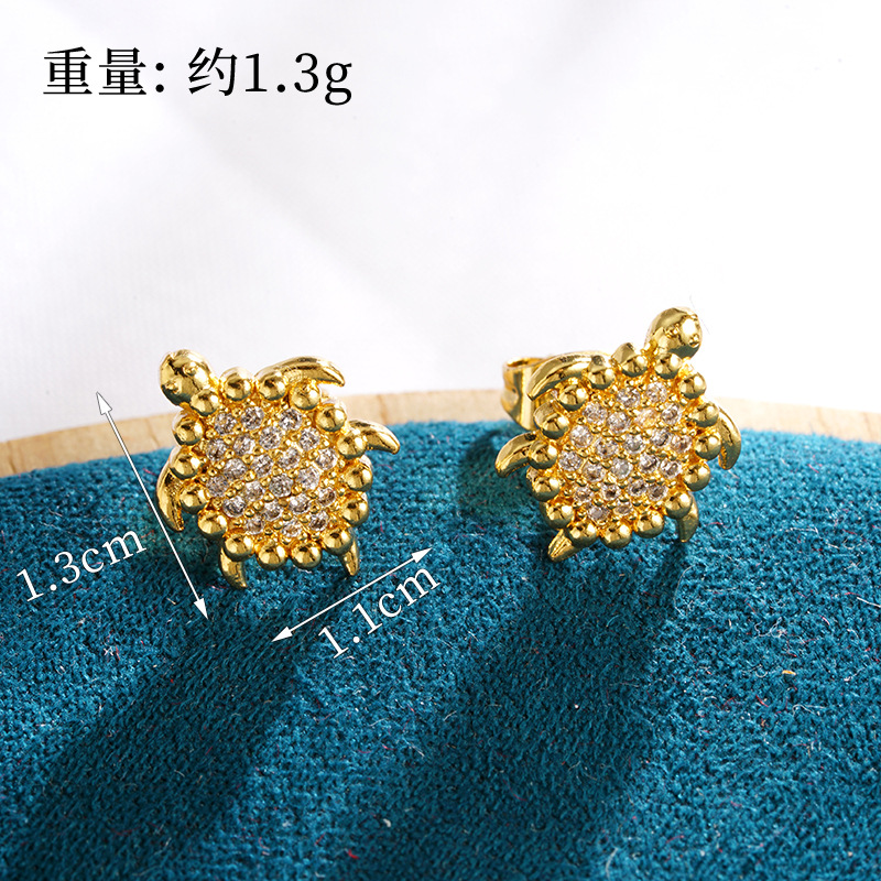 Temperamento de oro de arena vietnamita, lujo ligero, micro incrustaciones de diamantes, exquisito collar de tortuga, pendientes, joyería de moda femenina al por mayor