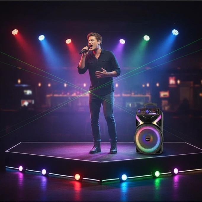12 pulgadas caja de baile cuadrada al aire libre luz de color pulsador inalámbrico Bluetooth sonido k canción explosivo subwoofer