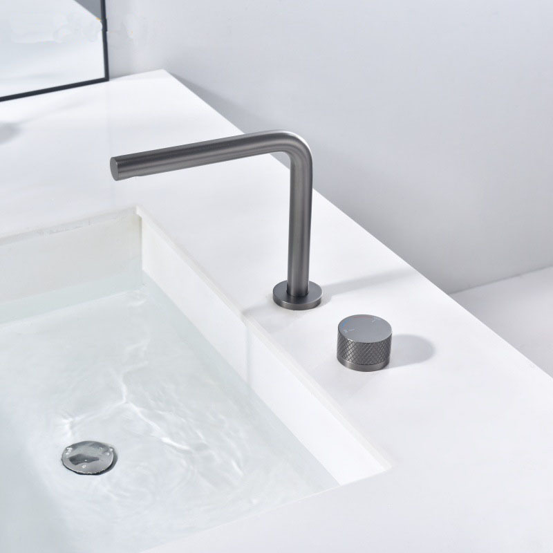 Black Double-Handle Hot and Cold Basin Faucet, Three-Hole Bathroom Sink Faucet, Cross-Border Black Double-Handle Hot and Cold Basin Faucet, Three-Hole Bathroom Sink Faucet, Cross-Border