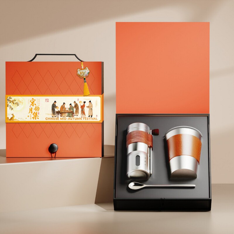 High-end portable leather gift box, coffee grinder, coffee cup set, opening ceremony souvenir, conference gift High-end portable leather gift box, coffee grinder, coffee cup set, opening ceremony souvenir, conference gift