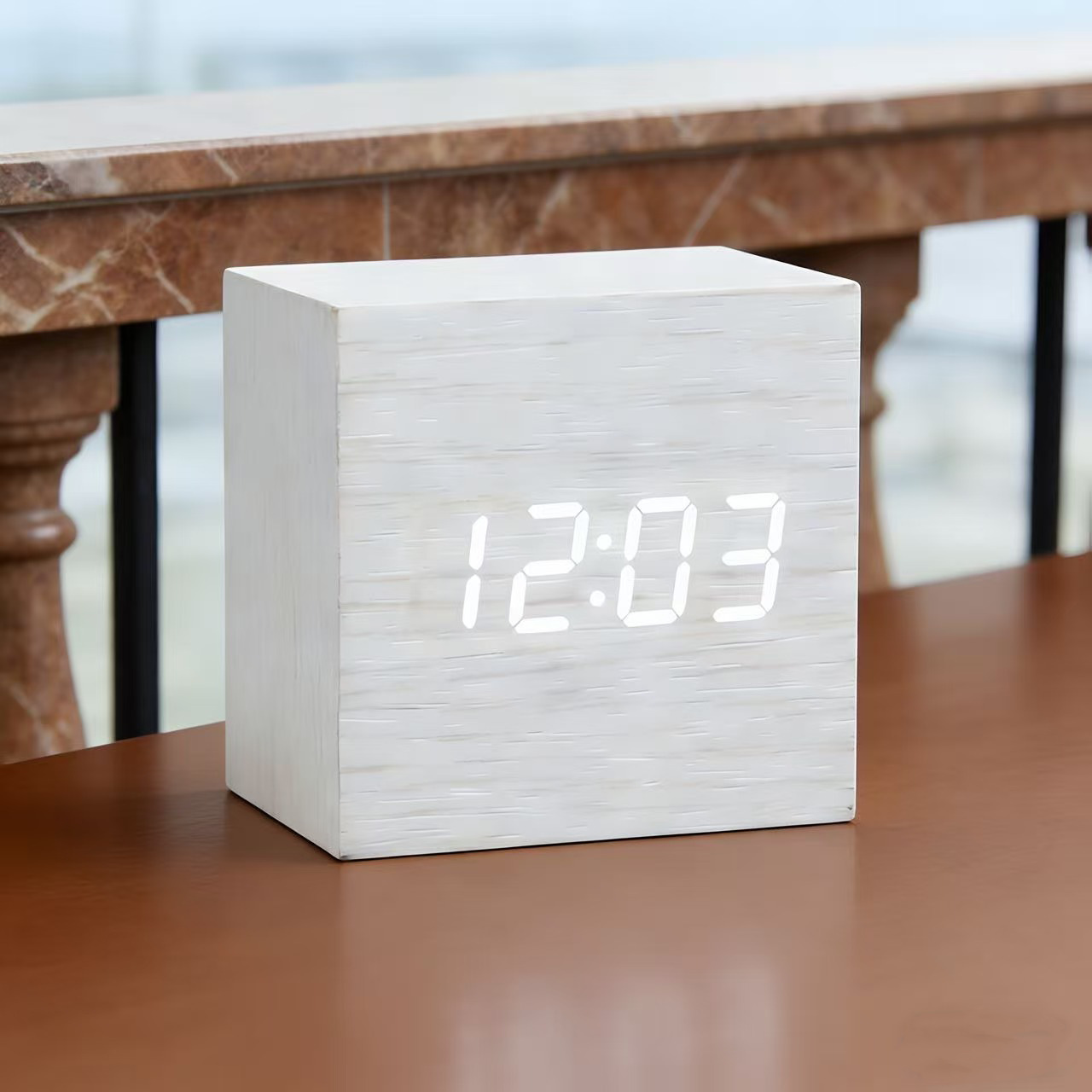 9013 lámpara blanca de madera blanca - cuadrada