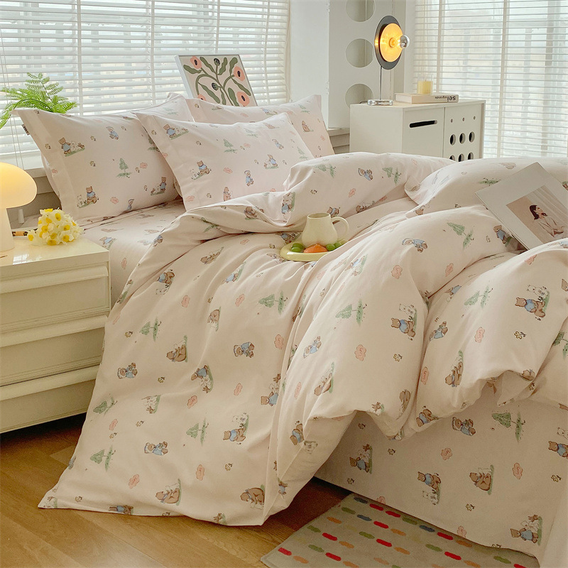 古布増粘純綿4点セット、綿寝具、夏用掛け布団カバー、寮用シーツ、ボックスシーツ3点セット|undefined