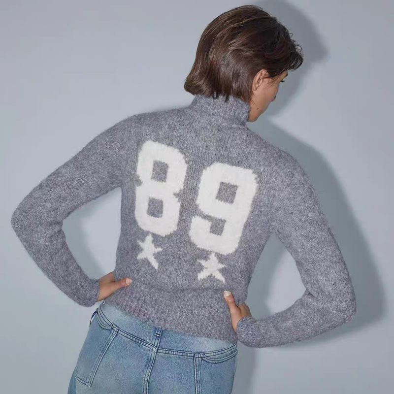 Paloma woolスポットスペイン柔らかいニットジャカードウール混紡ジッパーカーディガンセーター