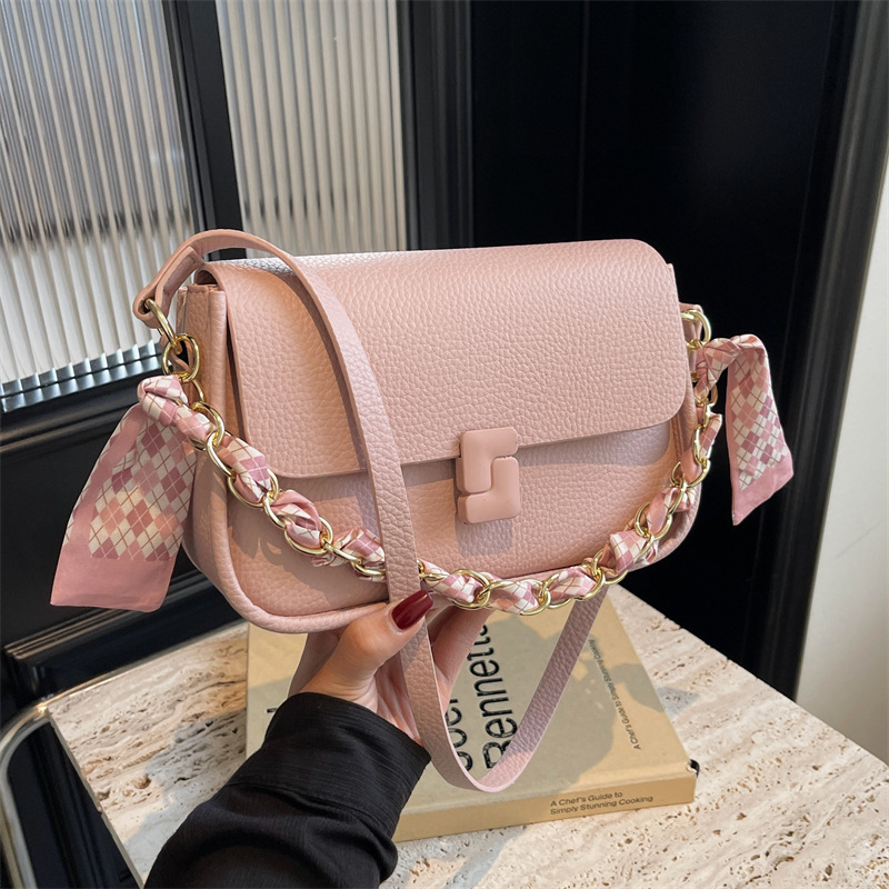 小香風質感鏈條包包女2024春新款森系高顏值百搭單肩斜挎包小方包