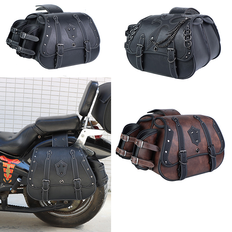 Suitable for Benda Jinjila 350 Black Ride 500 Spring Breeze 450 Bracket Side Bag Motorcycle Retro Leather Waterproof Side Bag