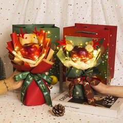 クリスマスイブクリスマスブーケクリスマスプレゼントクリスマスイブリンゴブーケdiyクリスマスブーケ鹿の角飾り