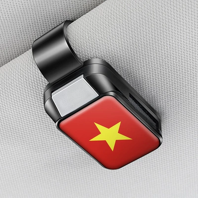 a Sunglasses Holder and Ticket Clip, Car Glasses Clip/Bill Clip - vietnam-flag-glasses-clip-y001-mysterious-black
