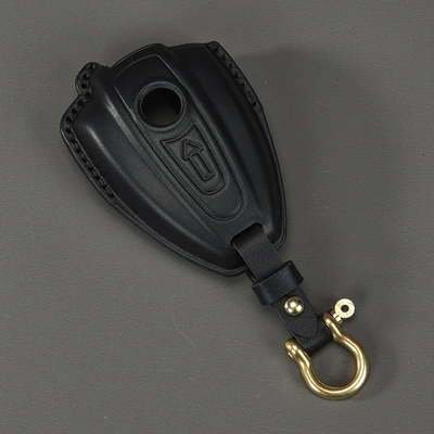 Suitable for Bmw R18 Retro Motorcycle Key Cover Cowhide Leather Key Cover Bmw R1 (Car key bag) - black-horseshoe-buckle