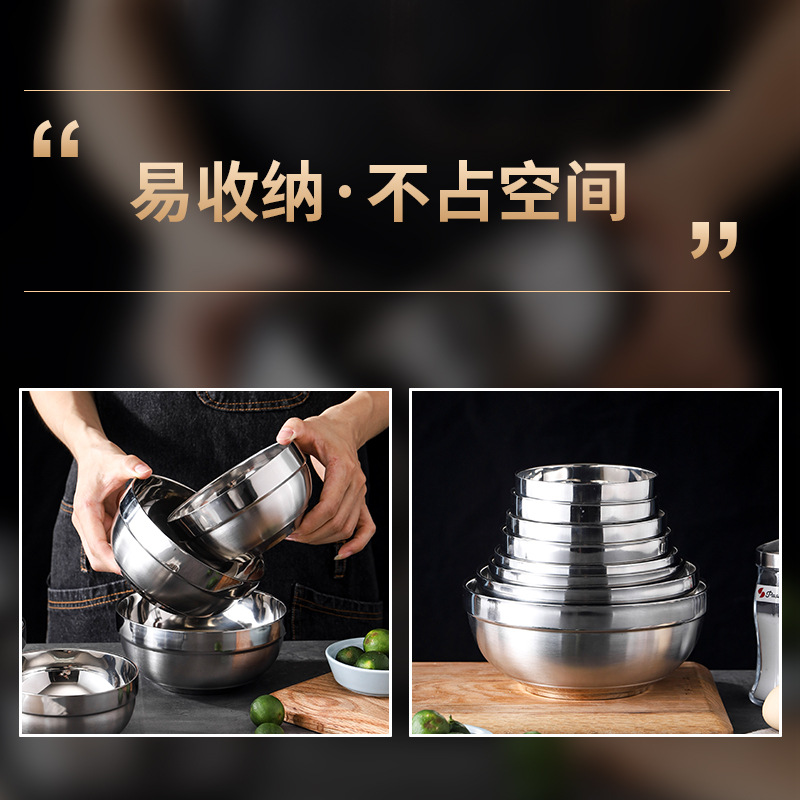 Double-layer platinum school soup bowl stainless steel for…