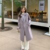violet woolen overcoat Mid length version 2021 new pattern Easy Show thin Overknee Woollen cloth suit coat One piece On behalf of