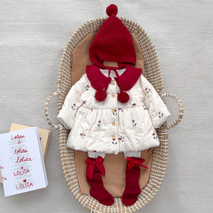 Baby Girl Coat Fall/Winter 2024 New Style Outgoing Cotton-padded Jacket Children's Baby Clothes fleece-lined Outer Wear Girls