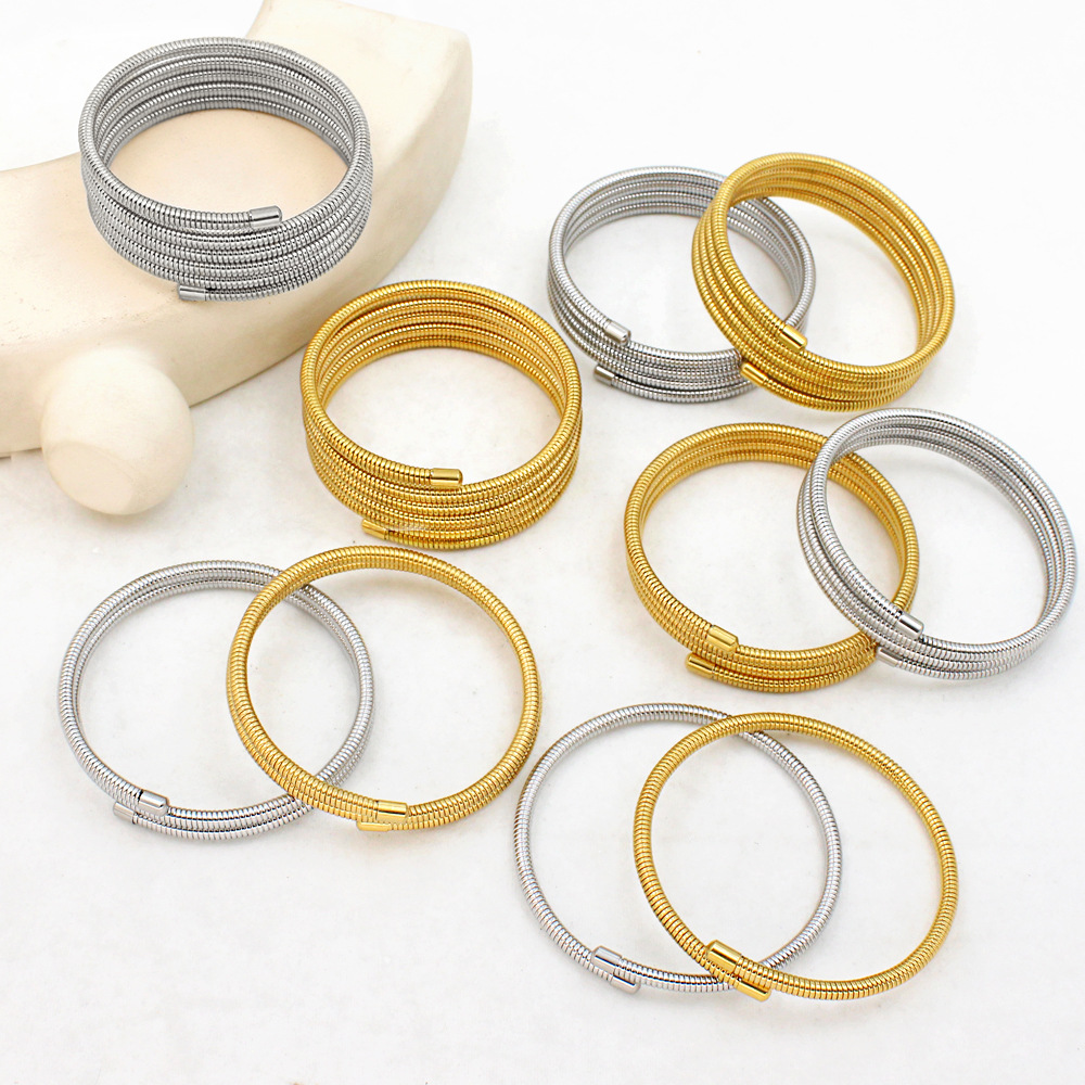 21g Weight PVD Coated Gold Plating Process 18K Gold, Real Gold Plated Plating Material 304 Stainless Steel Pendant Material Bangle Classification 304 Stainless Steel Chain Material 1 Piece Quantity Holiday, Daily Occasion 304 Stainless Steel Material Round Pattern Women's Gender Simple Style Style Waterproof Non Tarnish, Plating Craft PVD Coated 18K Gold Real Gold Plated Round 304 Stainless Steel Simple Style Waterproof Non Tarnish 304 Stainless Steel Bangle 5