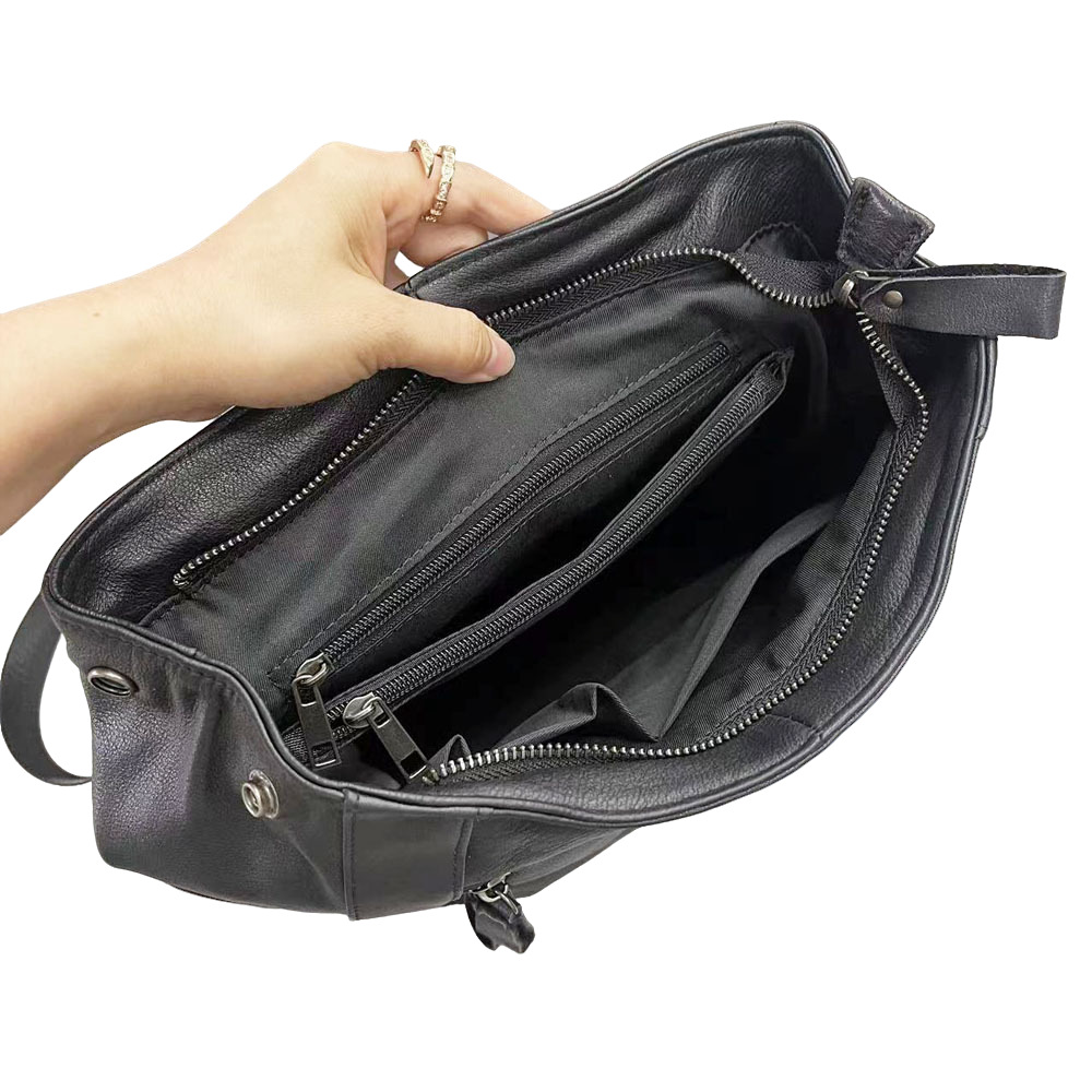 Leather Backpack, Fashionable Men's And Women's Backpack, Black Soft Cowhide Travel Backpack_voghion.com