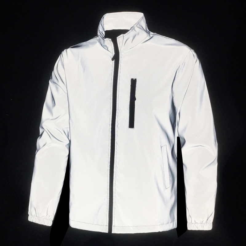 Men's Stand-Collar Reflective Jacket, Fashionable Outdoor Cycling and Night Running Safety Coat, Cross-Border Men's Clothing Source Manufacturer