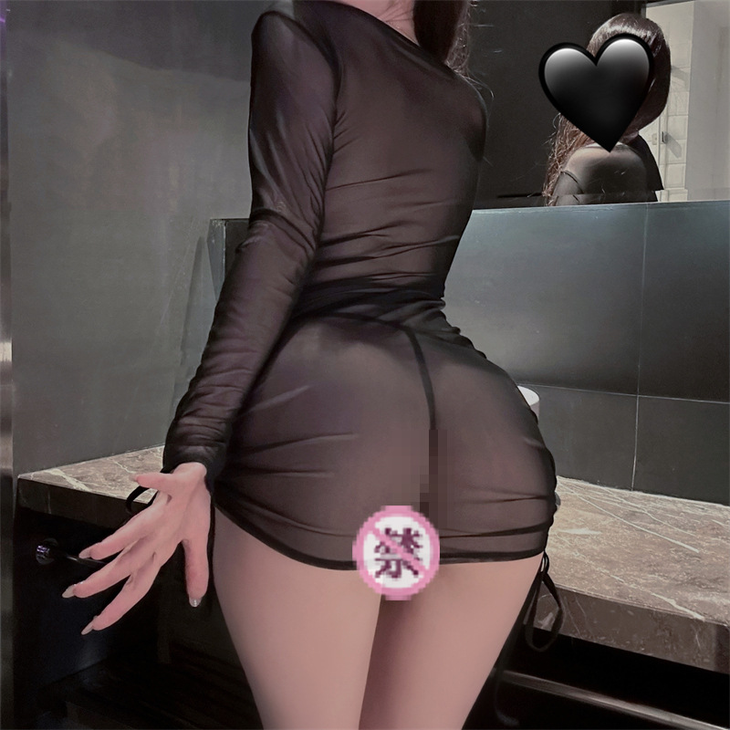 Lencería sexy mujer sexy perspectiva bolso de manga larga vestido de cadera pasión sexy uniforme sexy traje de pijama de tentación