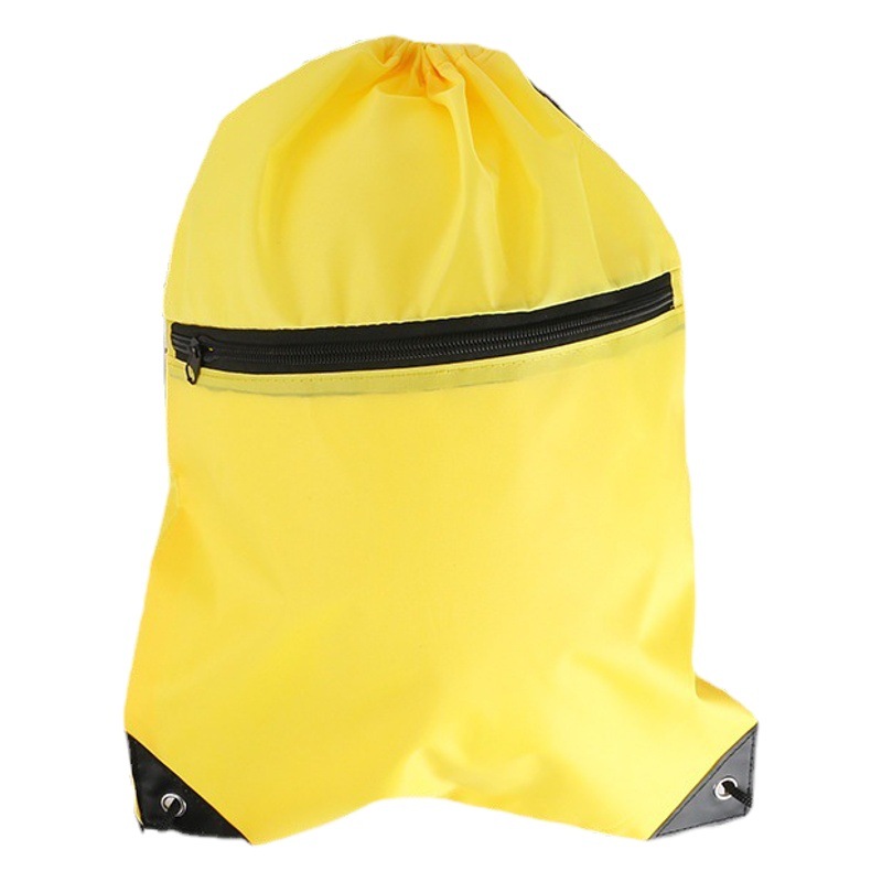 Bolso con cordón impreso LOGO tela de poliéster cremallera bolsa de cordón mochila bolsa de cordón de algodón en stock al por mayor