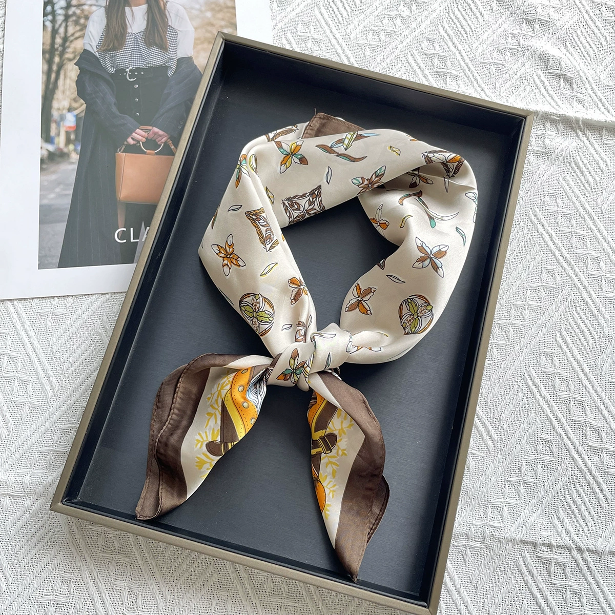 Universal retro handkerchief, neckerchief, scarf, thin weaving