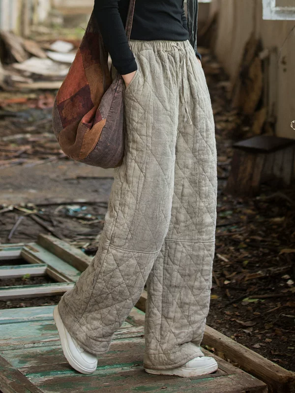 Winter quilted warm trousers, elastic waist