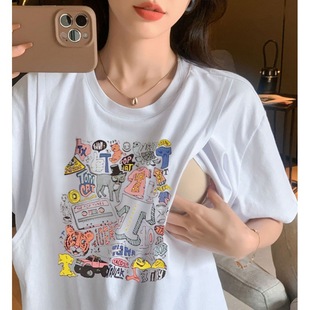 Flip-over nursing top thin short-sleeved summer hot mom out cotton T-shirt 2024 postpartum nursing clothes fashion